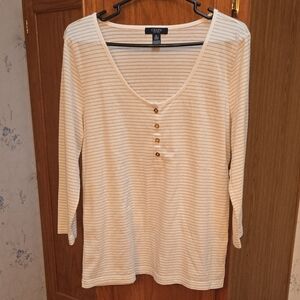 Chaps  Striped Long Sleeve Top